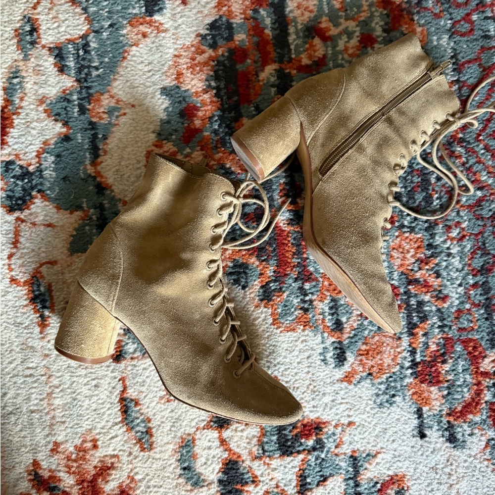 Zara Tan Lace-Up Ankle Bootie